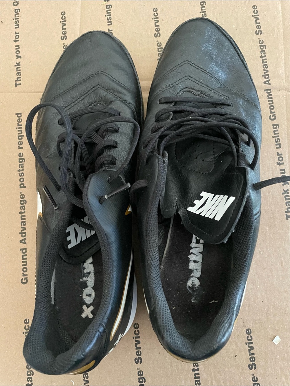 Nike TIEMPOX Men’s Black Athletic Training Sneakers with Subtle Gold Accent